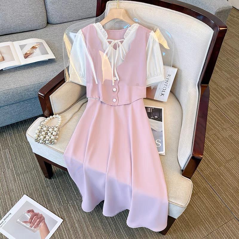 Thời Trang Bigsize Set Váy Áo Dự Tiệc Vải Cotton Lạnh 50 - 100Kg Dễ Thương Nữ Dress Đen Women - A.1158 6