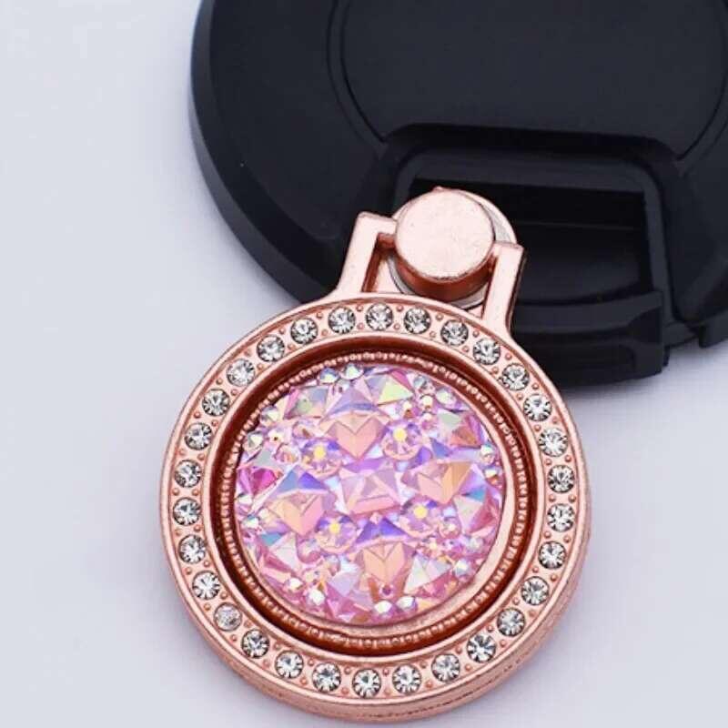 Product Introduction of Dia Shiny Gemstones Metal Mobile Universal Phone Holder Rotatable Ring Bracket for IPhone Samsung 9