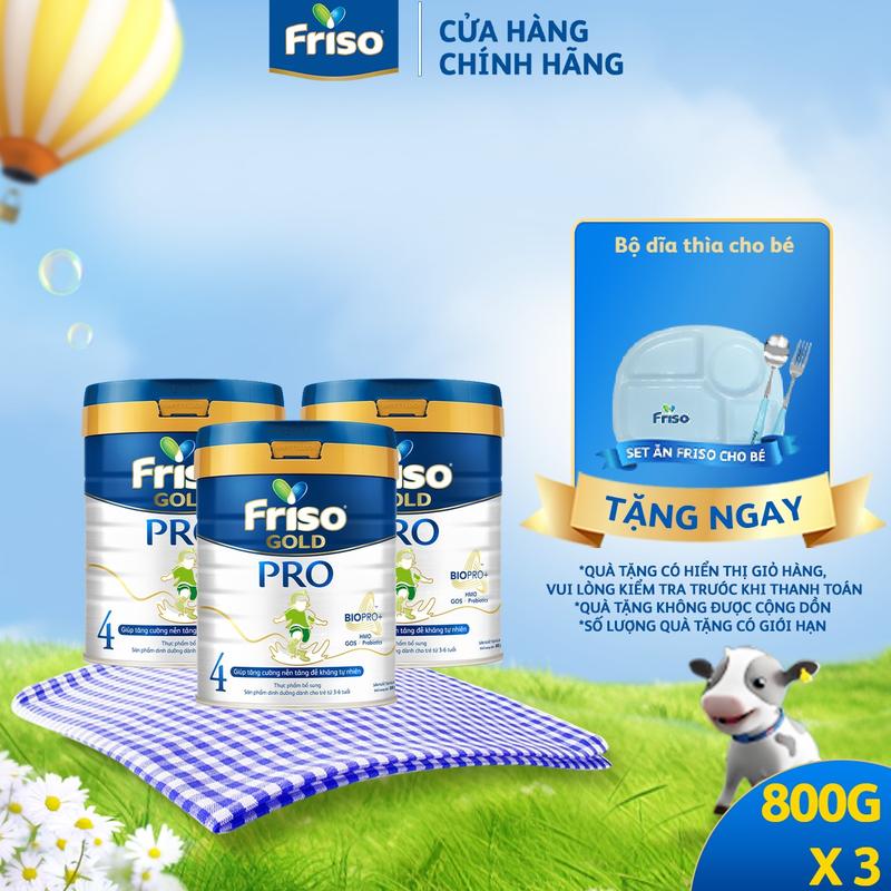 Combo 3 Lon Sữa Công Thức Friso Gold Pro 4 Dành Cho Bé 3-6 tuổi (800g/ Lon)