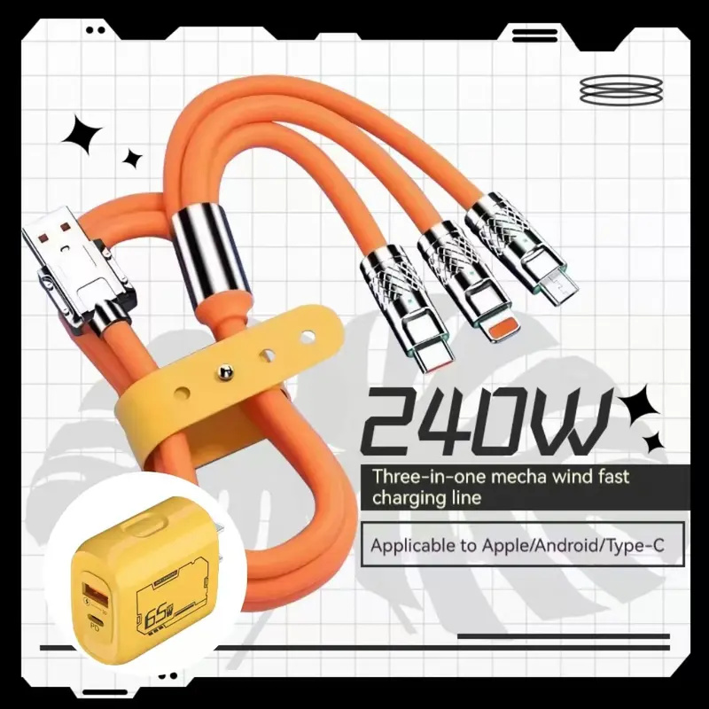Bộ sạc siêu nhanh, 65W, cổng kép, cáp sạc ba trong một 2