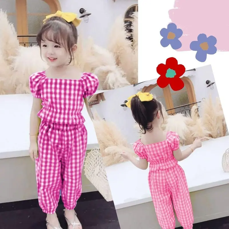 Visiru - KORI SETELAN ANAK PEREMPUAN 1 2 3 4 5 TAHUN BAJU MURAH OOTD 1 THN KEKINIAN LUCU LENGAN PENDEK CELANA PAJANG BIRU MERAH Nyaman Lembut Katun Bayi 0
