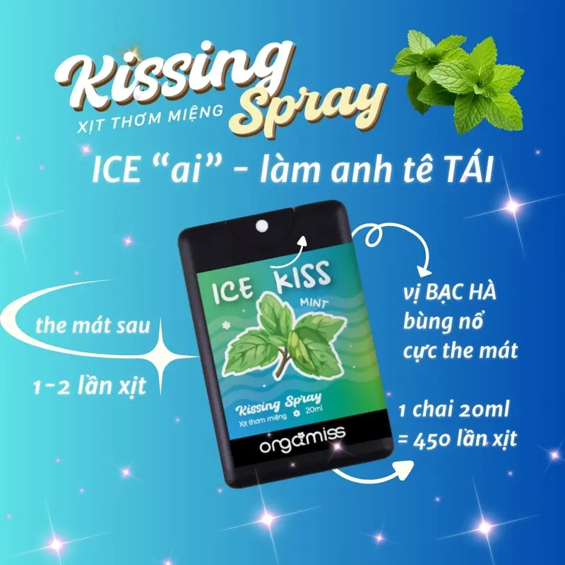 [MUA COMBO TẶNG Body Mist] Xịt Thơm Miệng Kissing Spray ORGAMISS Hương Trái Cây Kẹo Ngọt Thơm Mát Mùi Bạc Hà Dung Tích 20ml Xịt Miệng Cho Nam Nữ 1