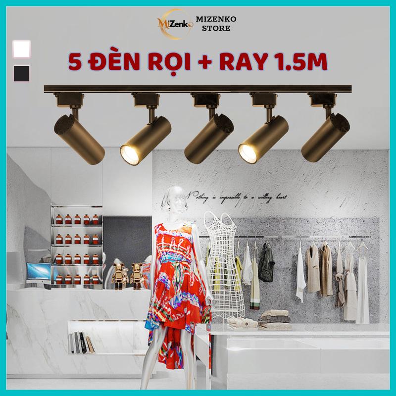 Combo 5 Đèn Rọi Ray Ống Bơ MIZENKO RC5123 Trang Trí Chiếu Điểm 10W/ 12W/ 20W/ 30W + Thanh Ray 1,5m