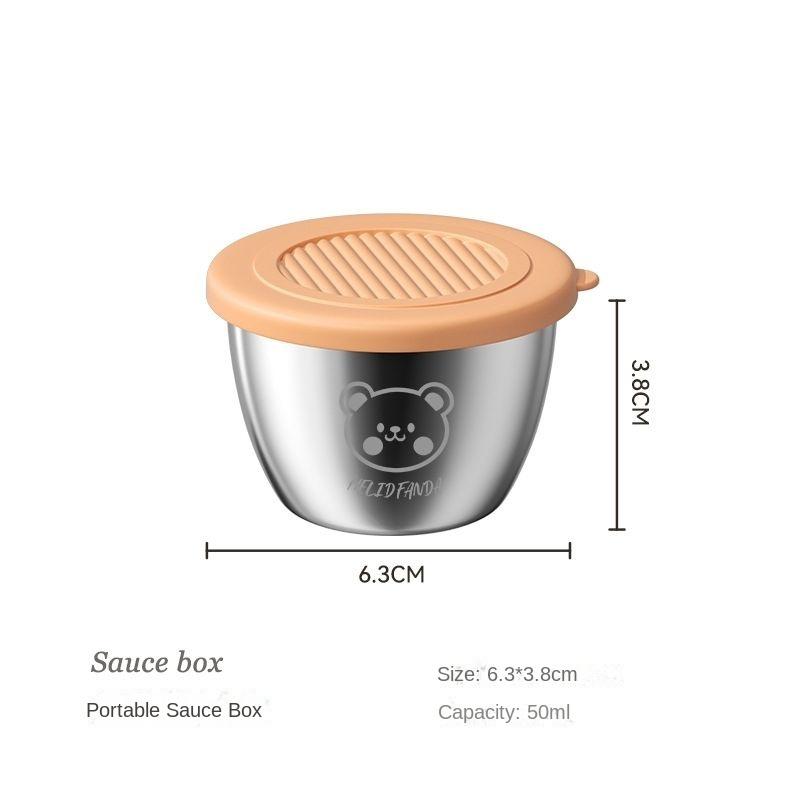 Stainless steel 304 mini sauce cup with lid, household tomato sauce salad small box, portable outdoor seasoning dipping dish 5