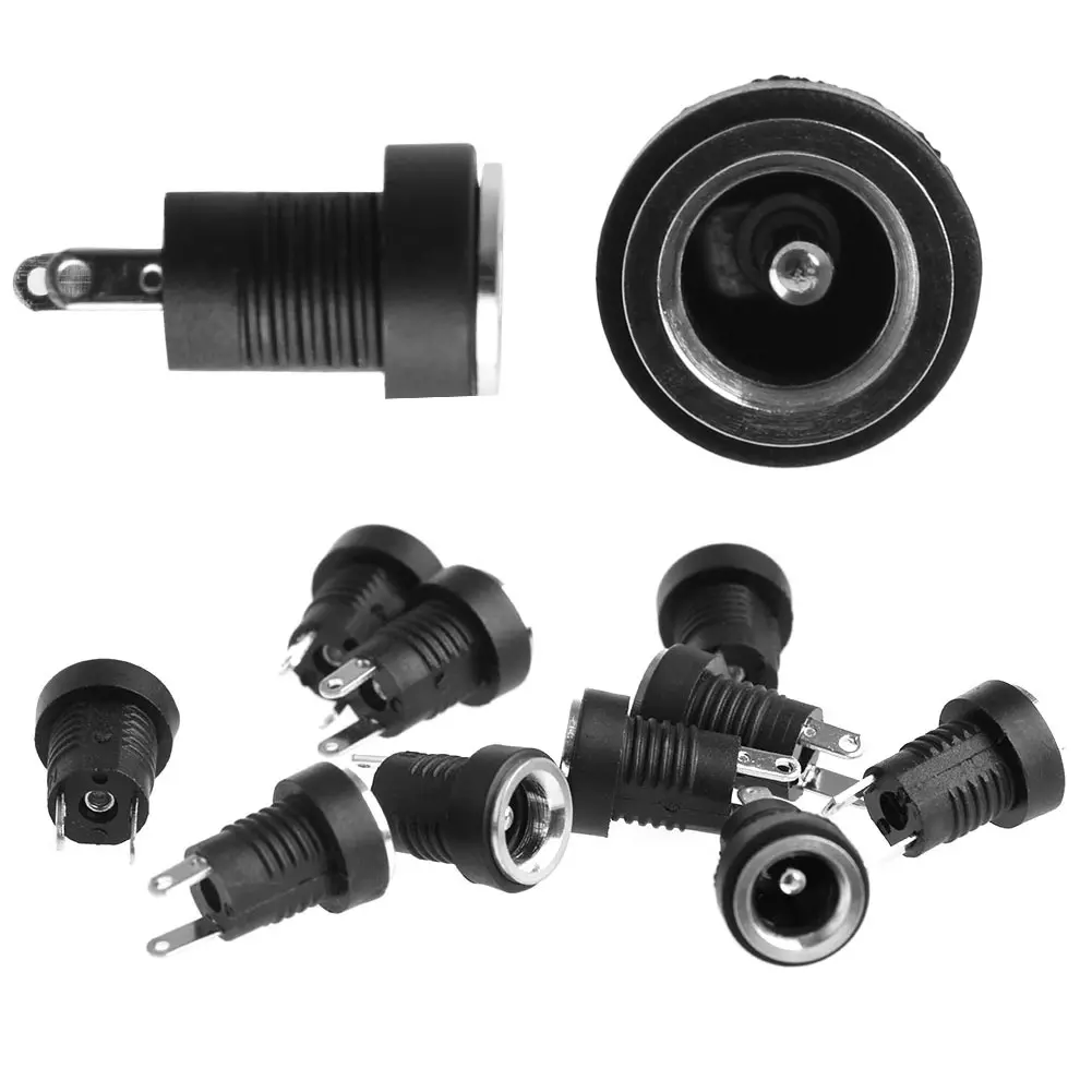 10Pcs Power Supply Female Panel Mount Connector 5.5mm 2.1mm Plug Adapter