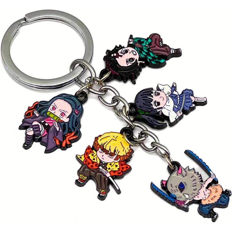 Demon Slayer Keychain Set - Key Rings with Nezuko, , , Inosuke & Kanao ...