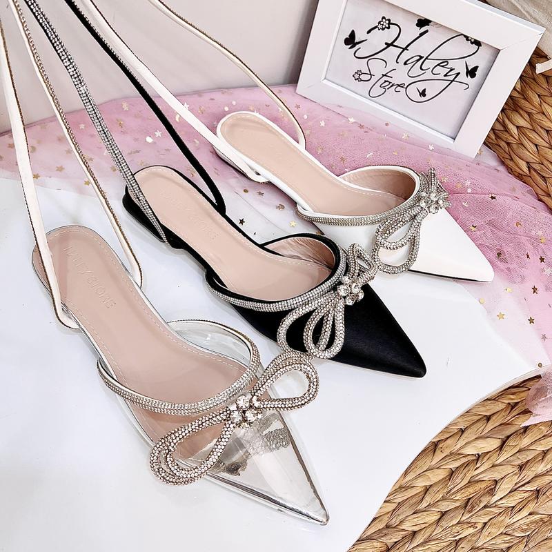 Product Introduction of Giày nơ xoàn vip 2p HALEY STORE đế bệt nơ đính xoàn mũi nhọn dây xoàn tiểu thư tiệc cưới bền đẹp đi học đi chơi đi làm êm chân 17