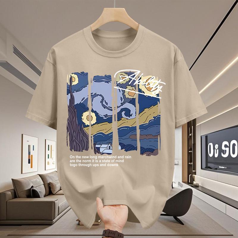 Product Introduction of Áo Thun Cotton Nam, ngắn Tay, Cổ Thuyền In Họa Tiết Minh Họa Nghệ Thuật Trừu Tượng 19