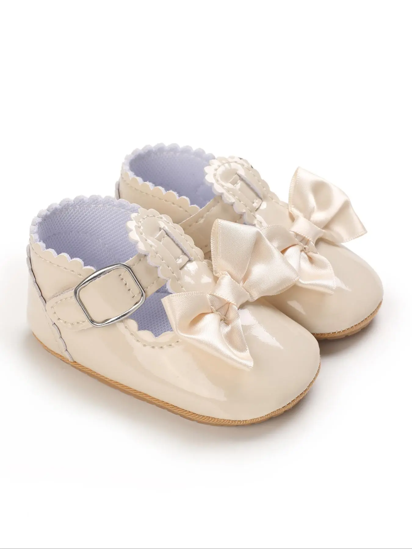 Baby Girl's Bow Decorated Flat Shoes, Cute Solid Color Princess Shoes for Baby Girls, Breathable Comfortable Non-slip Soft Sole Shoes for Daily Wear