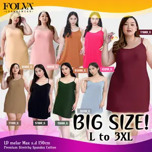 FOLVA Dress tanktop wanita baju tidur spandex XL big size jumbo Hijau Katun  silver van houten pink cream
