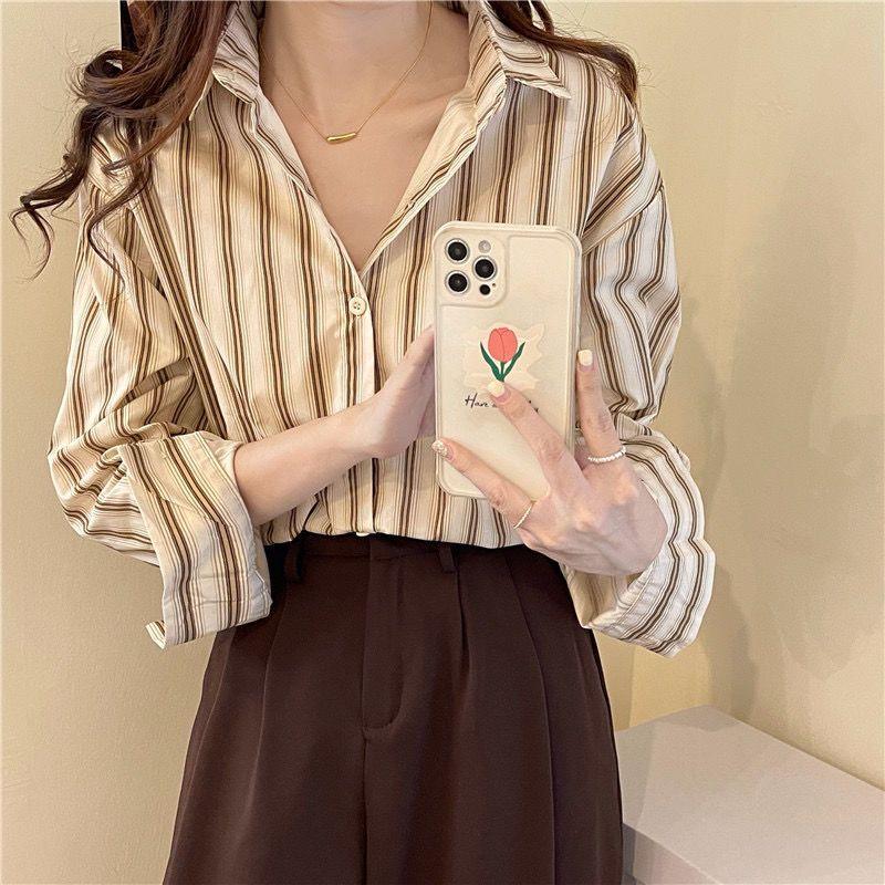 Product Introduction of Áo Sơ Mi Sọc Dọc, Dành Cho Nữ, Bộ Đồ Mùa Thu, Áo Sơ Mi Lớp Cơ Sở Bên Trong, Áo Sơ Mi Áo Bó Sát Sang Trọng, Đầu Thu 2022 Hàng Mới Về 13