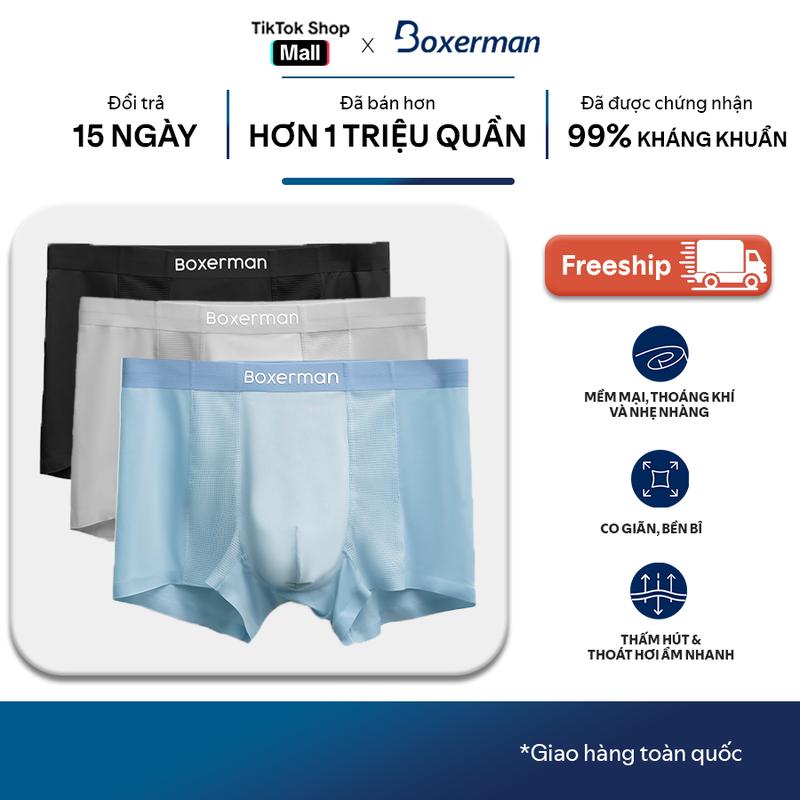 Combo 3 quần Sịp đùi boxer nam PROMESH cao cấp Thun Lạnh BOXERMAN Menswear Quần Lót Quần Boxer Sịp