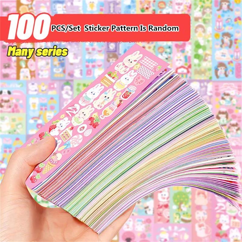 Product Introduction of Random Color Cute Cartoon Sticker (100pcs/set), Waterproof Self Adhesive Decor Paper, Decor Sticker for Gift Greeting Card Water Bottle Laptop Phone, Christmas Gift 6