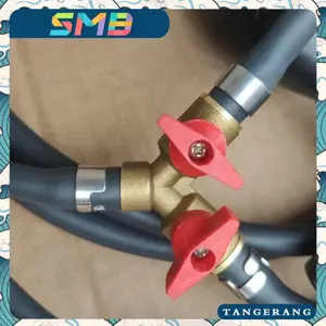 Katup Bentuk Y 3/8" Solusi Sambungan Selang Gas Air 3 Cabang Anti Bocor Bahan Tembaga Kualitas Tinggi