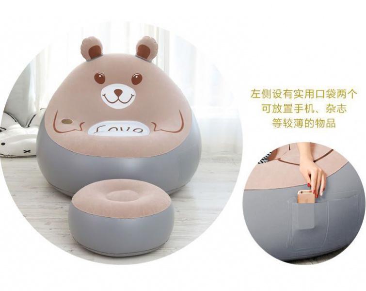 Product Introduction of Lazy Sofa Bear Inflatable Sofa Bedroom and Household Lazy Air Sofa Folding Balcony Small Sofa Sofa Bed 5