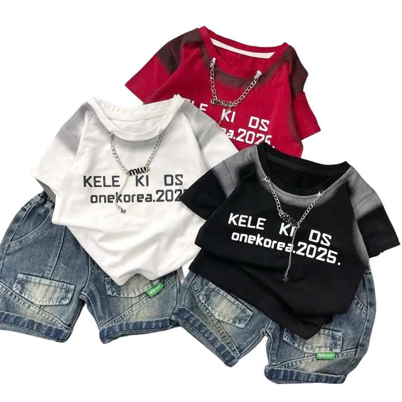 [Voikit] VB08 (KÈM PHỤ KIỆN)  Set bộ cực chất cho bé trai áo  cotton loang phối quần jean cho bé trai 8-28kg, đồ bộ mùa hè cho bé trai