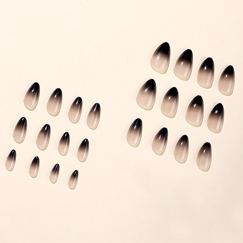 Product Introduction of White Gradient Black Tip Manicure Street Style Sweet and Cool Wearable Manicure Removable Finished False Nail Patch 5