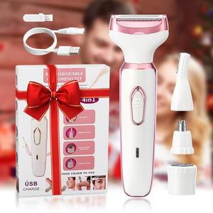 Afeitadora eléctrica 4 en 1 para dama, depiladora corporal, instrumento de belleza corporal inalámbrico para regalo de Navidad, regalo de invierno y año nuevo, rellenos de calcetines