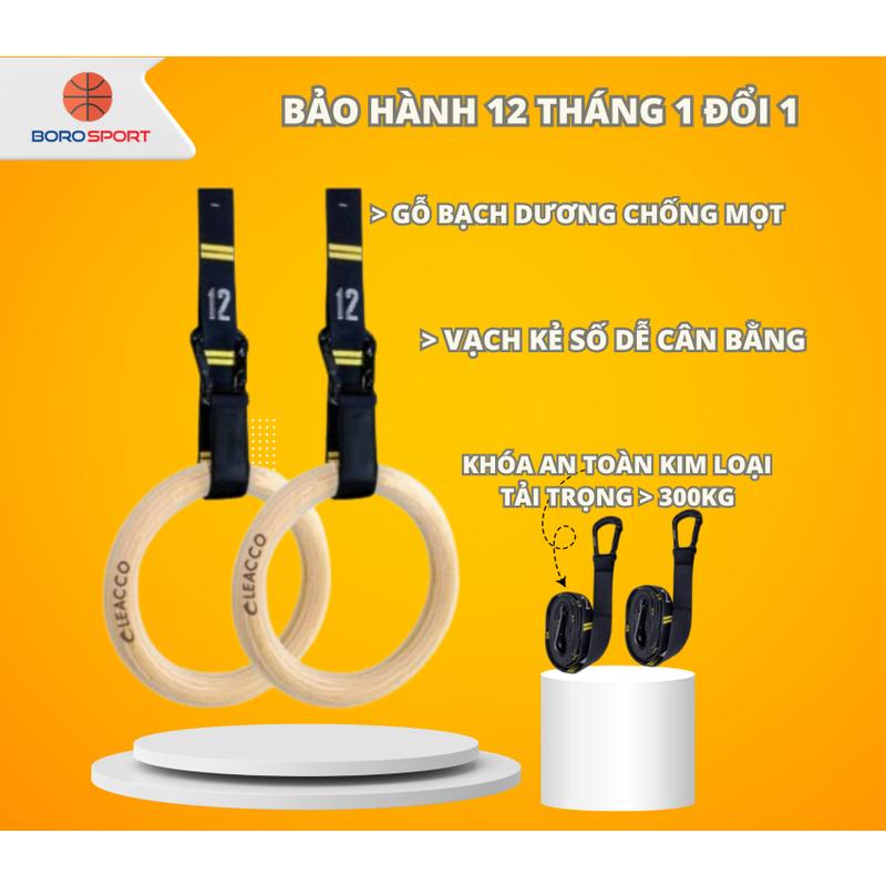 Vòng Treo Xà Bảo Hành 12 Tháng Vòng Tập Gym Calisthenics Dây Có Vạch Đo Khóa Cài Chắc Chắn  Cleacco VTX Boro Sport