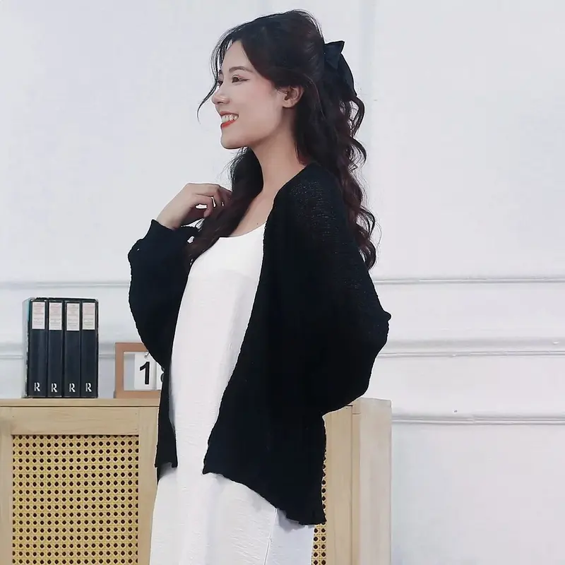 Áo khoác cardigan len mỏng phong cách hàn quốc Nữ Women Nhung Kem 2