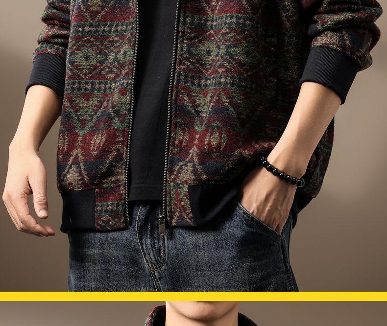 Product Introduction of High-end Ethnic Style Wool Knit Jacket for Men, Autumn Loose Fit, Large Size 560g Heavy Retro Cardigan Sweater Trendy Pedal 22