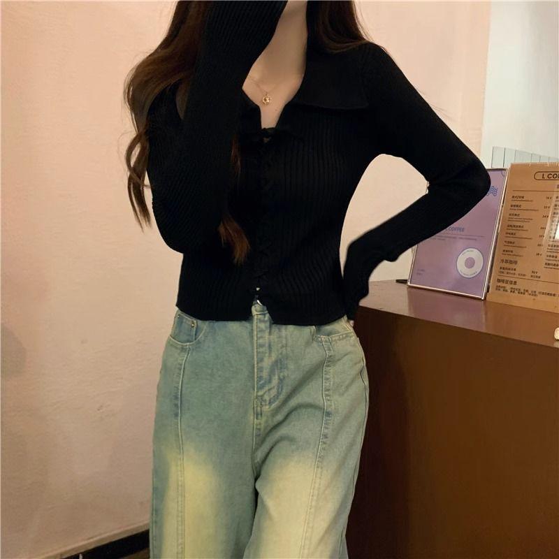 Product Introduction of Áo Len Dệt Kim, Dài Tay, Cổ Polo, Hàng Mới Về Mùa Thu 2024, Áo Len Mặc Trong, Ngắn Và Nhỏ, Có Thể Mặc Bên Trong Áo Len, Dành Cho Nữ, Thích Hợp Cho Mùa Thu Và Mùa Đông 33