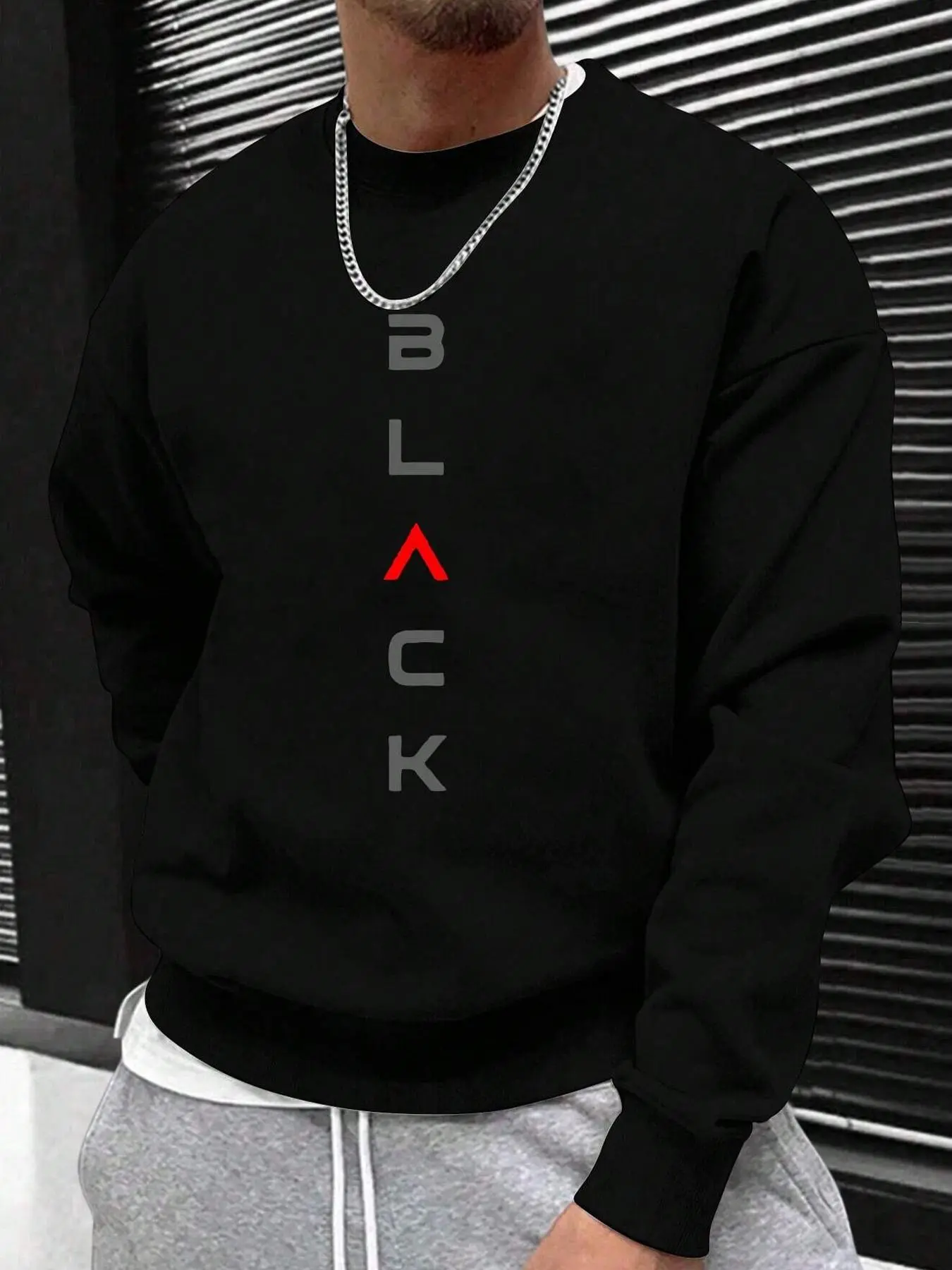 Men's Letter Print Drop Shoulder Sweatshirt, Regular Fit Casual Soft Comfy Long Sleeve Round Neck Pullover for Fall & Winter, Men's Clothes for Daily Wear
