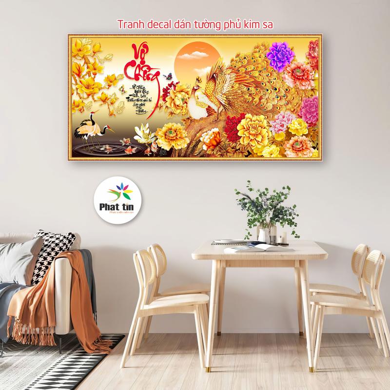Tranh vợ chồng, tranh dán tường phủ kim sa nhiều chủ dề trang trí phòng khách, decor ngày tết hiện đại, phòng ngủ, tiệm spa, góc live streams, phòng trọ, trang trí tường. Treo Tường Decor Tường Decal