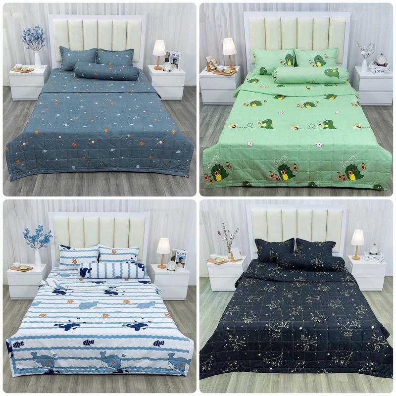 Sét 4 món Chăn Hè trần bông, Chăn Hè Thu kích thước 1m8 x 2m, kèm ga và 2 vỏ gối nằm (được chọn mẫu)