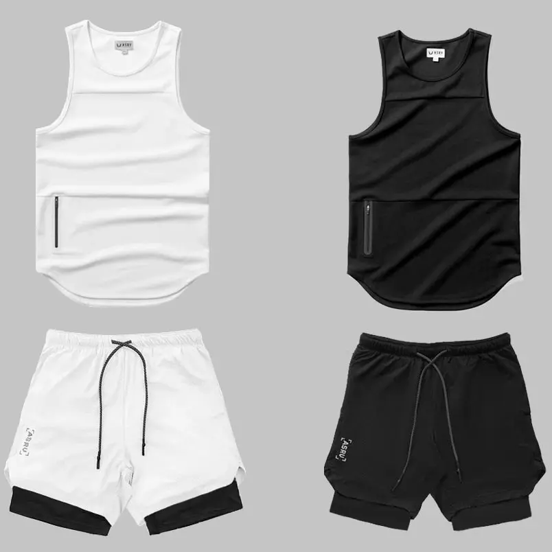 Bộ quần áo tập gym nam ASRV kết hợp quần tập gym nam 2 lớp và áo 3 lỗ thun lạnh Sport Chạy Bộ