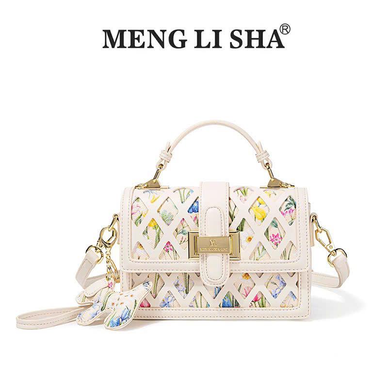  M1193-78- Túi Xách Nữ 2024 MENG LI SA Size Vừa Phong Cách Sang Trọng. Bag Nữ Đeo Vai Xách Tay Da Nhung Kem 