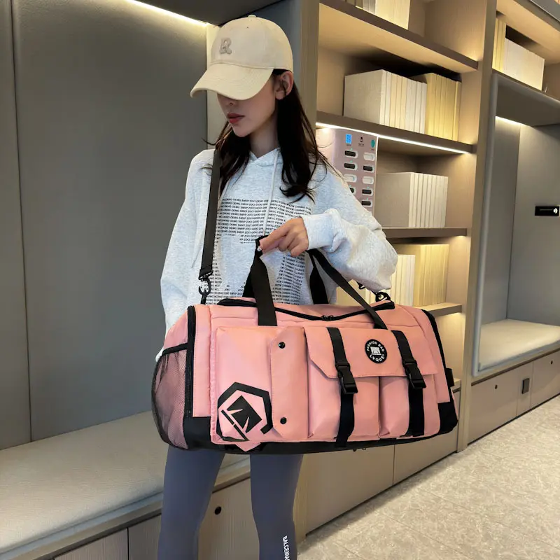Fashion large capacity portable travel bag men's and women's multi-functional sports fitness bag dry and wet separation luggage outdoor backpack