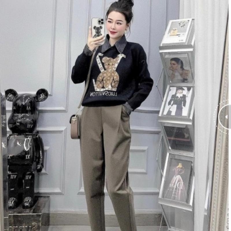 Product Introduction of (Dạ Tăm BIGSIZE 80KG) Quần Baggy Dạ Tăm Dày Dặn Big Size - Quần dạ thu đông dáng baggy công sở có 2 túi trước chất dạ tăm dày dặn ấm Nữ Women Thun Pants  thanh lịch quần dài 1