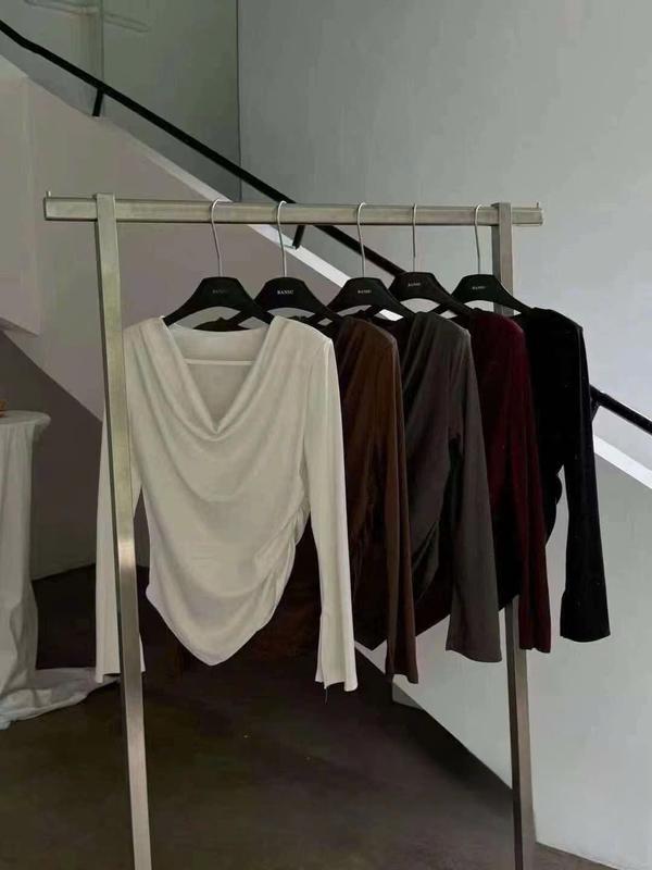 AT318 Áo thun nhũ cổ đổ dây đan ngang ngực MAIDO TRENDY