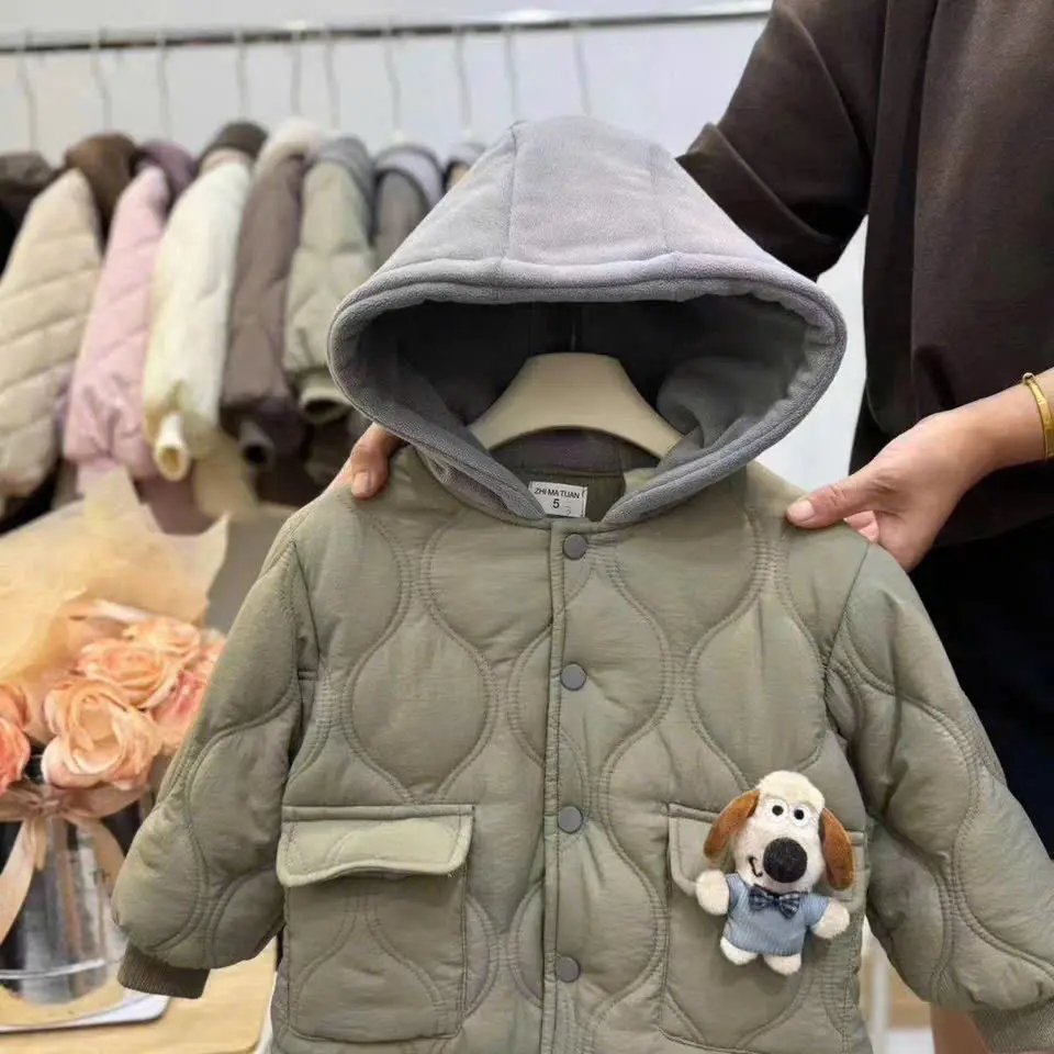 Áo khoác phao mũ nỉ cho bé trai từ 11-23kg