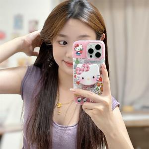 เคสโทรศัพท์ ลายสก๊อตสีแดงและสีขาว เข้ากันได้กับ Apple 16 Pro Max, ดีไซน์เรียบง่าย, กันกระแทก, ฝาครอบป้องกัน 13 และ 14 Pro Max, ความรู้สึกระดับไฮเอนด์ใหม่สร้างสรรค์, การออกแบบ KT