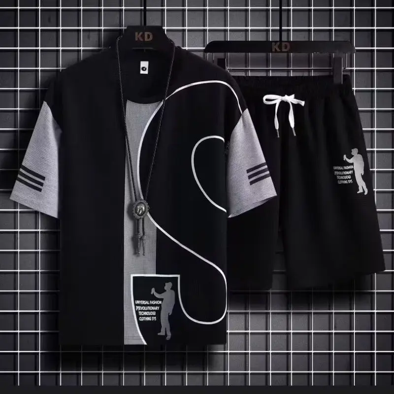 Korean version of the short-sleeved T-shirt short-sleeved boy's suit loose large size summer M-5XL