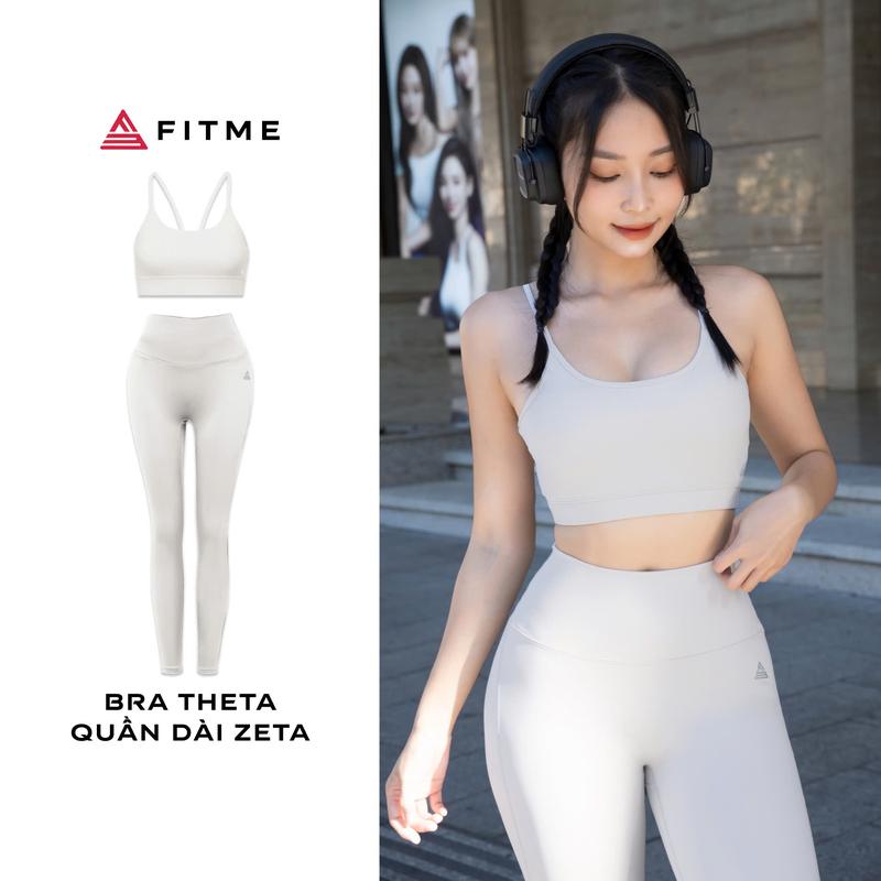 Bộ đồ tập gym yoga Fitme áo bra thể thao Theta quần legging Zeta Light Grey