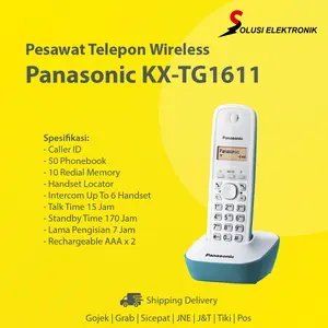 Panasonic KX-TG1611 Pesawat Telepon Wireless Rumah Kantor Bank Indihome - Hijau Tosca