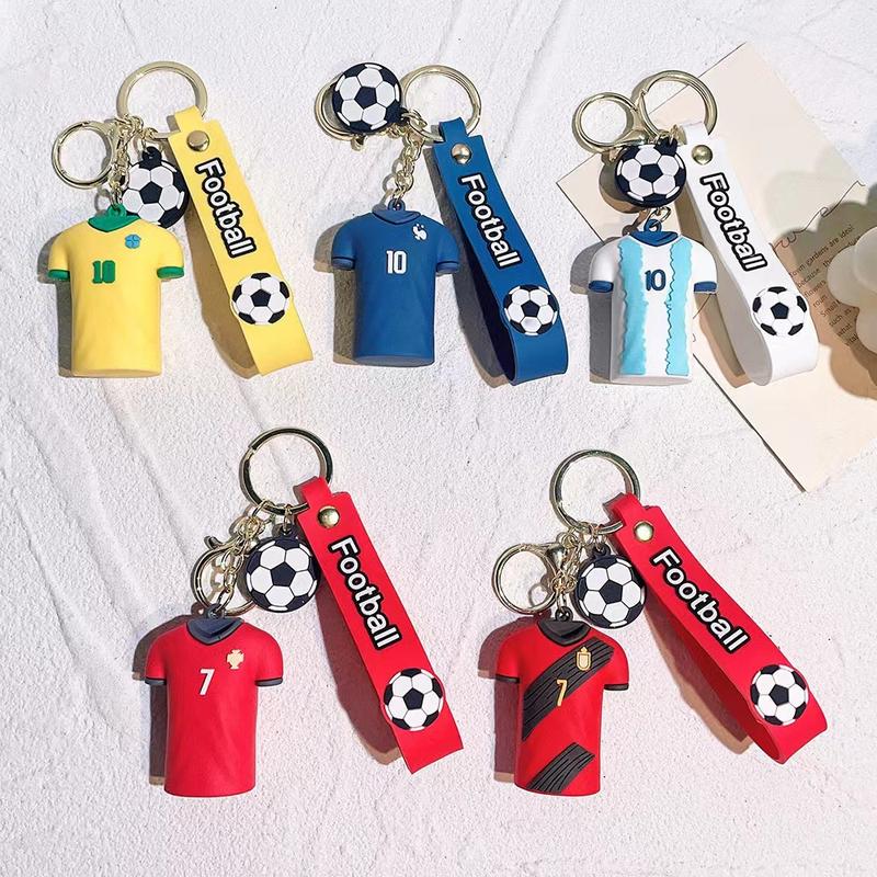 Product Introduction of Football No. 7 No. 10 Jersey Keychain Doll Couple Bags Schoolbag Pendant Car Key Chain 1