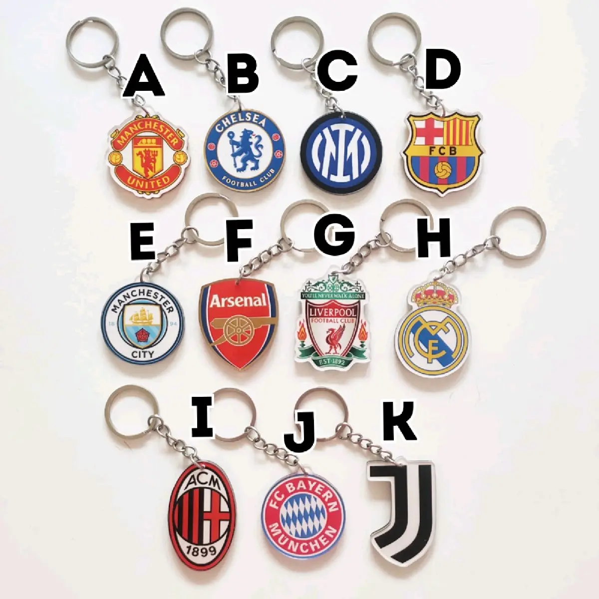 Keychain Logo Klub Sepak Bola Football Club Soccer Gantungan Kunci Akrilik Ganci Merchandise