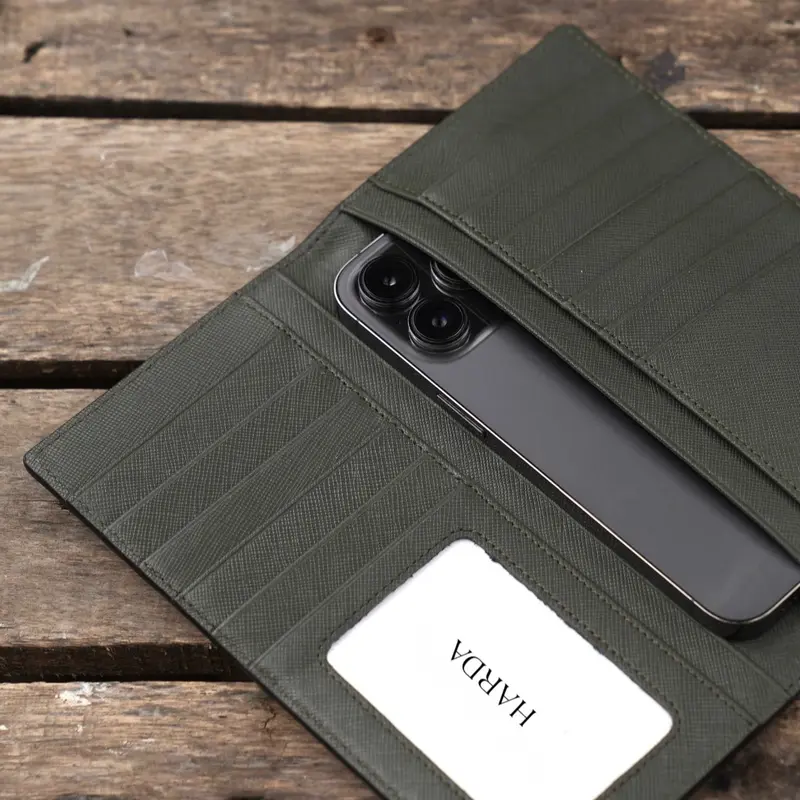 Ví Dài Bóp Dài Cầm Tay Harda - Chất Da Saffiano Wallet Nam 4