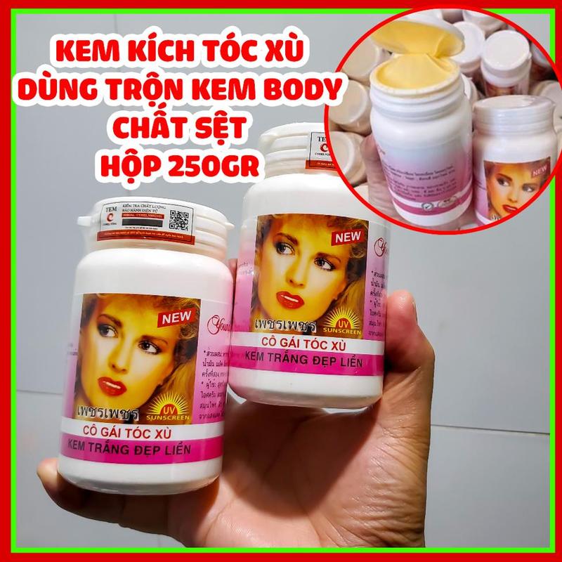 (250gr) Kem body Cô Gái Tóc Xù Thái Lan hỗ trợ làm đẹp da body chất sệt hộp 250gr Dưỡng Da Body