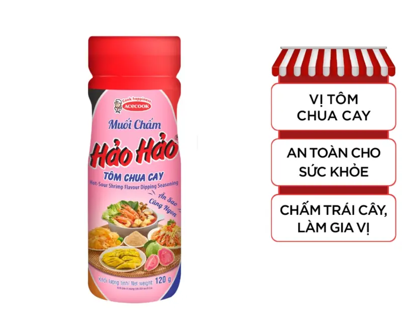 combo 4 lọ Muối chấm Hảo Hảo tôm chua cay ( mẫu mới - ngon hơn ), bột chấm siêu ngon huyền thoại nâng tầm mọi món ăn 1
