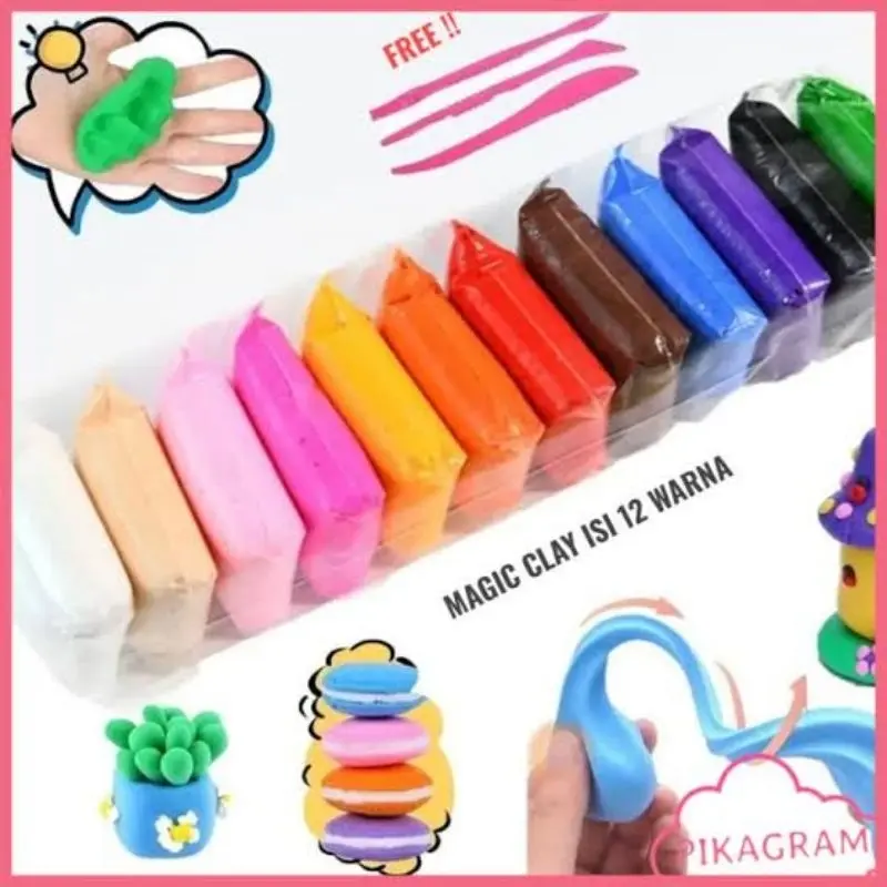 Clay Mainan Anak Edukasi 12 Warna | Malam | Lilin Slime | Clay Dough Clay Set