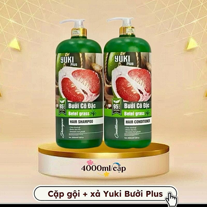 Chai 2000ml Dầu gội dầu xả Bưởi cô đặc Yuki Plus cải thiện tình trạng rụng tóc giúp tóc mềm mượt kích thích tóc mới mọc nhanh hương thơm tự nhiên lành tính Trà daugoi cap