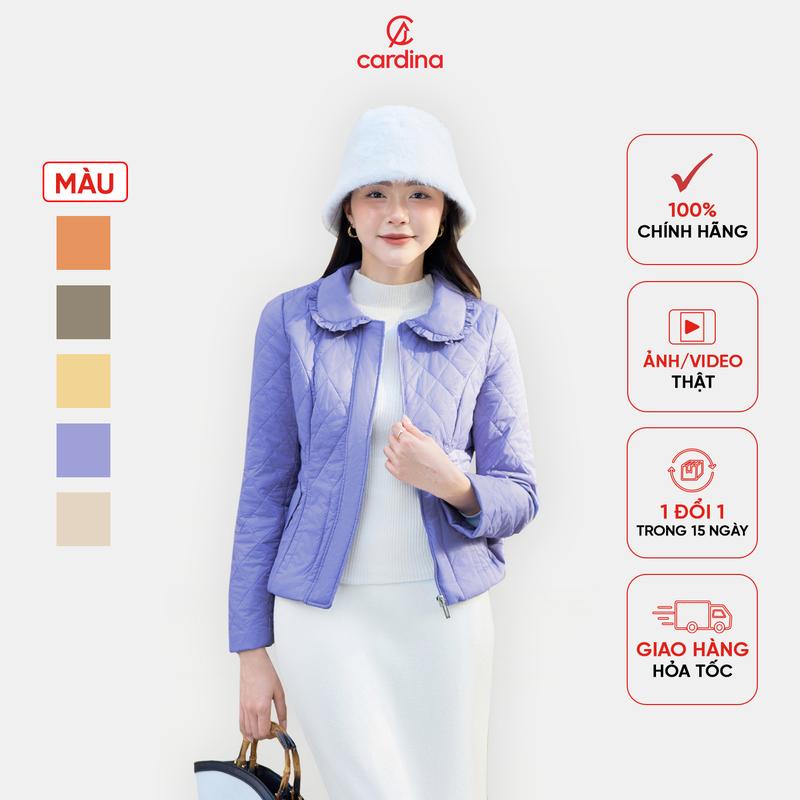 Áo phao nữ CARDINA chất liệu cao cấp chần bông siêu nhẹ không xô bông, thiết kế cổ sen phối bèo nổi bật trẻ trung nữ tính Y25 4PNF04