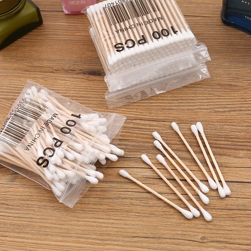 Double-Headed Wooden Stick Cotton Swab Disposable Tampon Ear Picking Makeup Makeup Removal Cotton Swab Stick