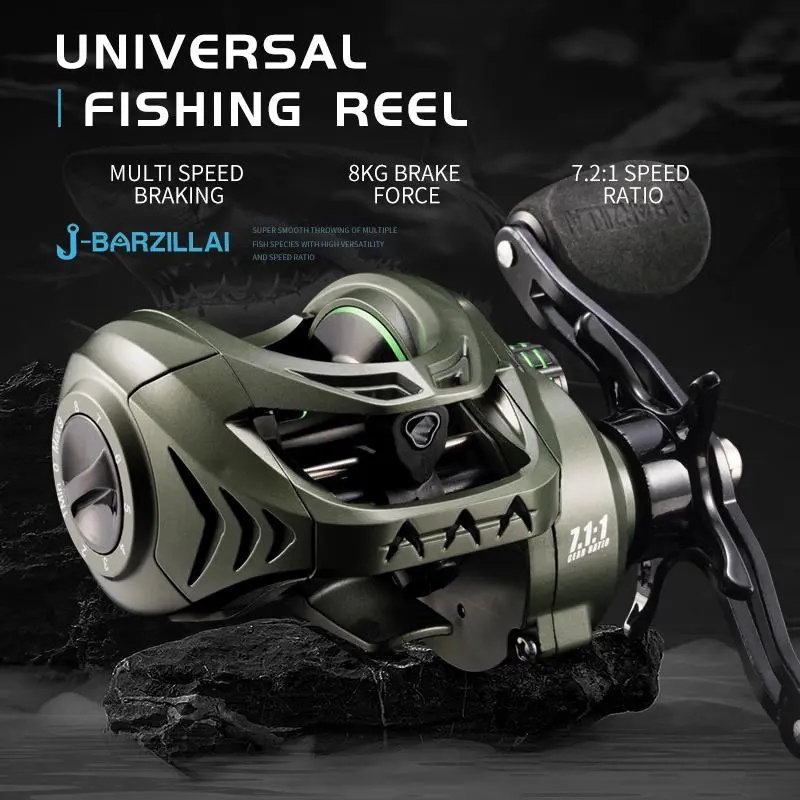 J-BARZILLAI 7.2:1 Gear Ratio Fishing Reel, High Strength Metallic Spool, High Speed Fishing Reel, Freshwater Fishing Gear, Outdoor Fishing Accessories 2
