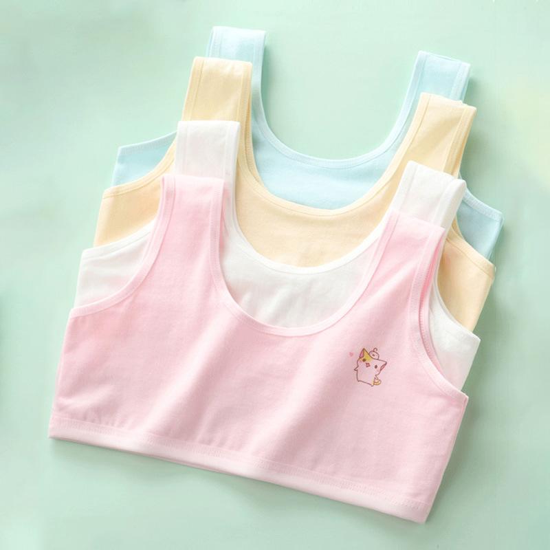 Áo lá cho bé gái hai lớp không đệm áo lót tuổi dậy thì mềm mại thoáng khí từ 20 đến 51kg - Gà QT